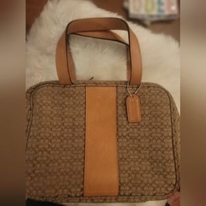 Authentic signature brown Jacquard & Leather cluth/toiletry bag